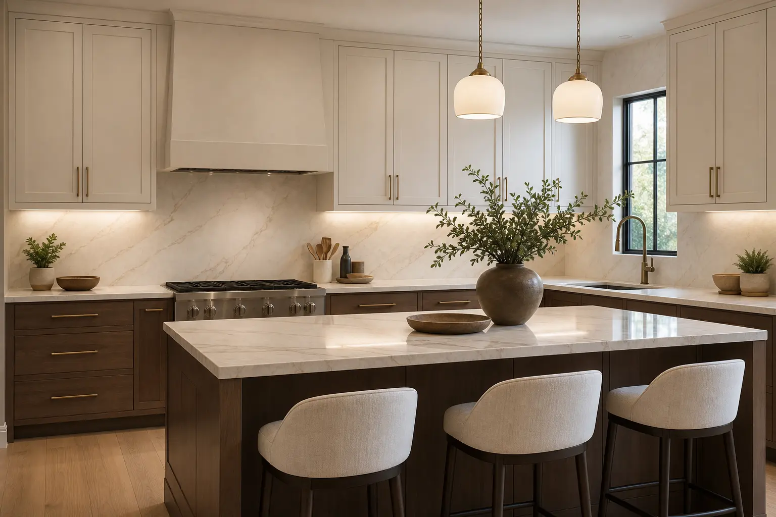 Mocha Brown & Off-White Modern Kitchen Design Ideas