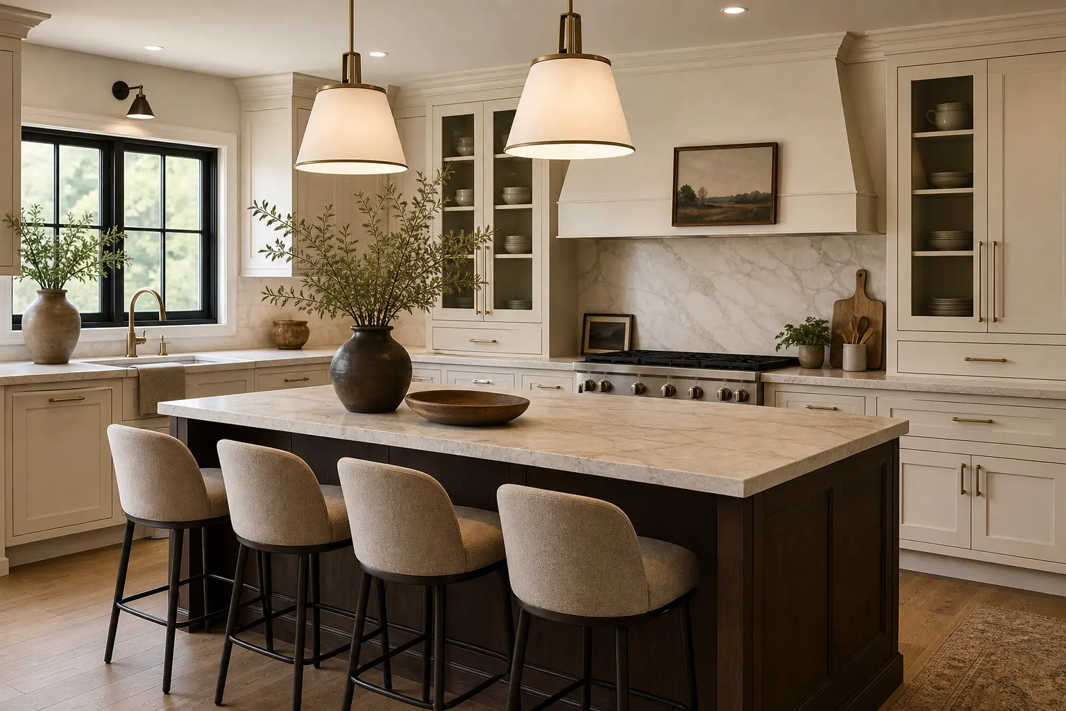 Mocha Brown & Off-White Modern Kitchen Design Ideas