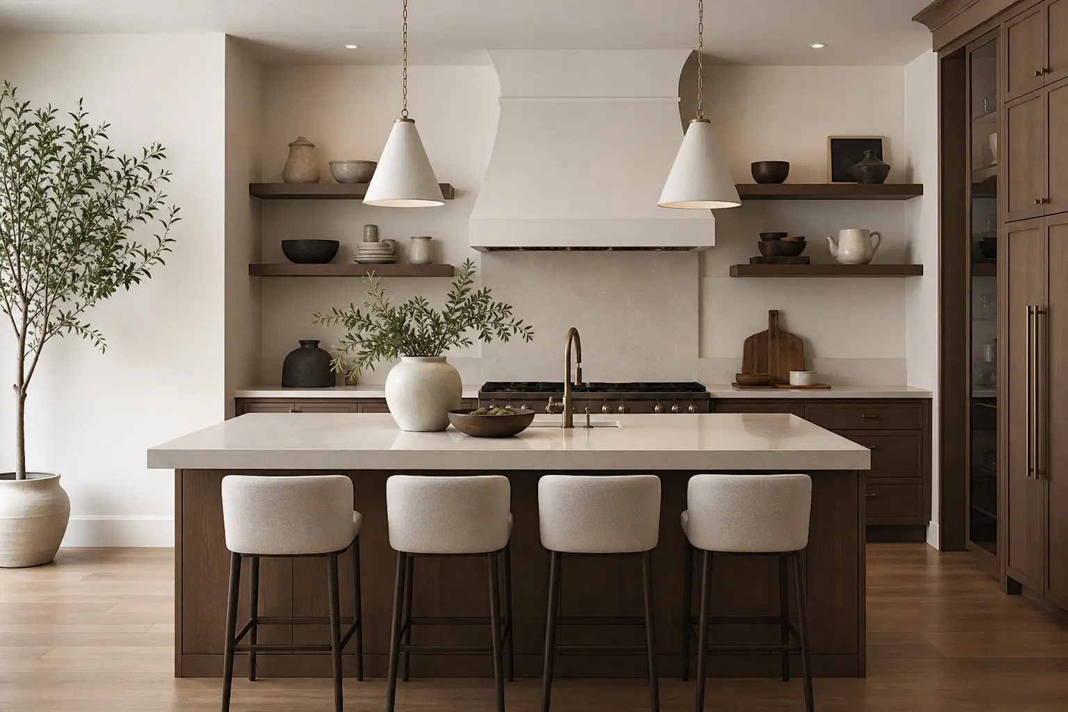 Mocha Brown & Off-White Modern Kitchen Design Ideas