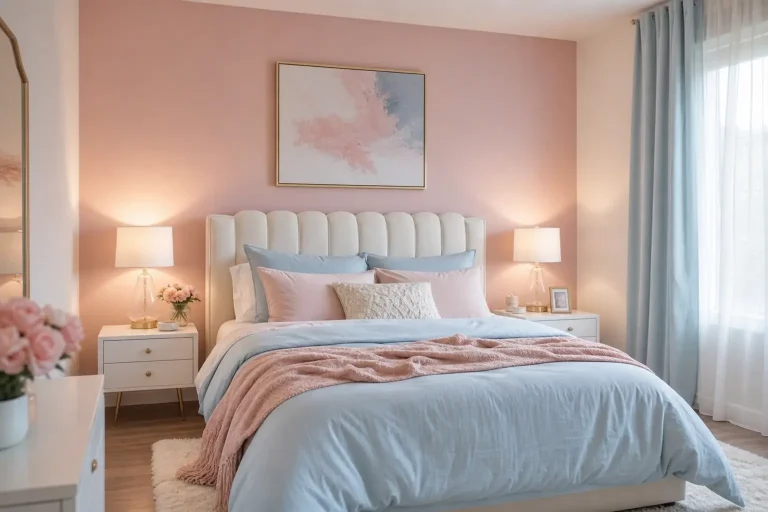 Dreamy Blush Pink & Pastel Blue Bedroom Ideas
