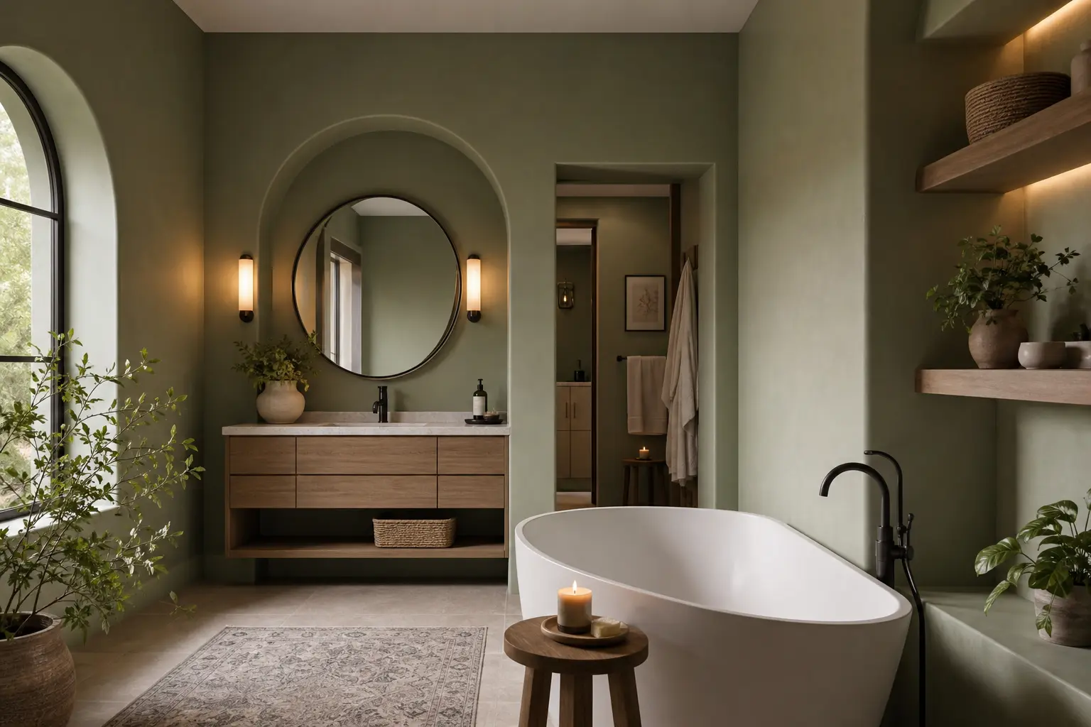 Aesthetic Sage Green Bathroom Interior Design