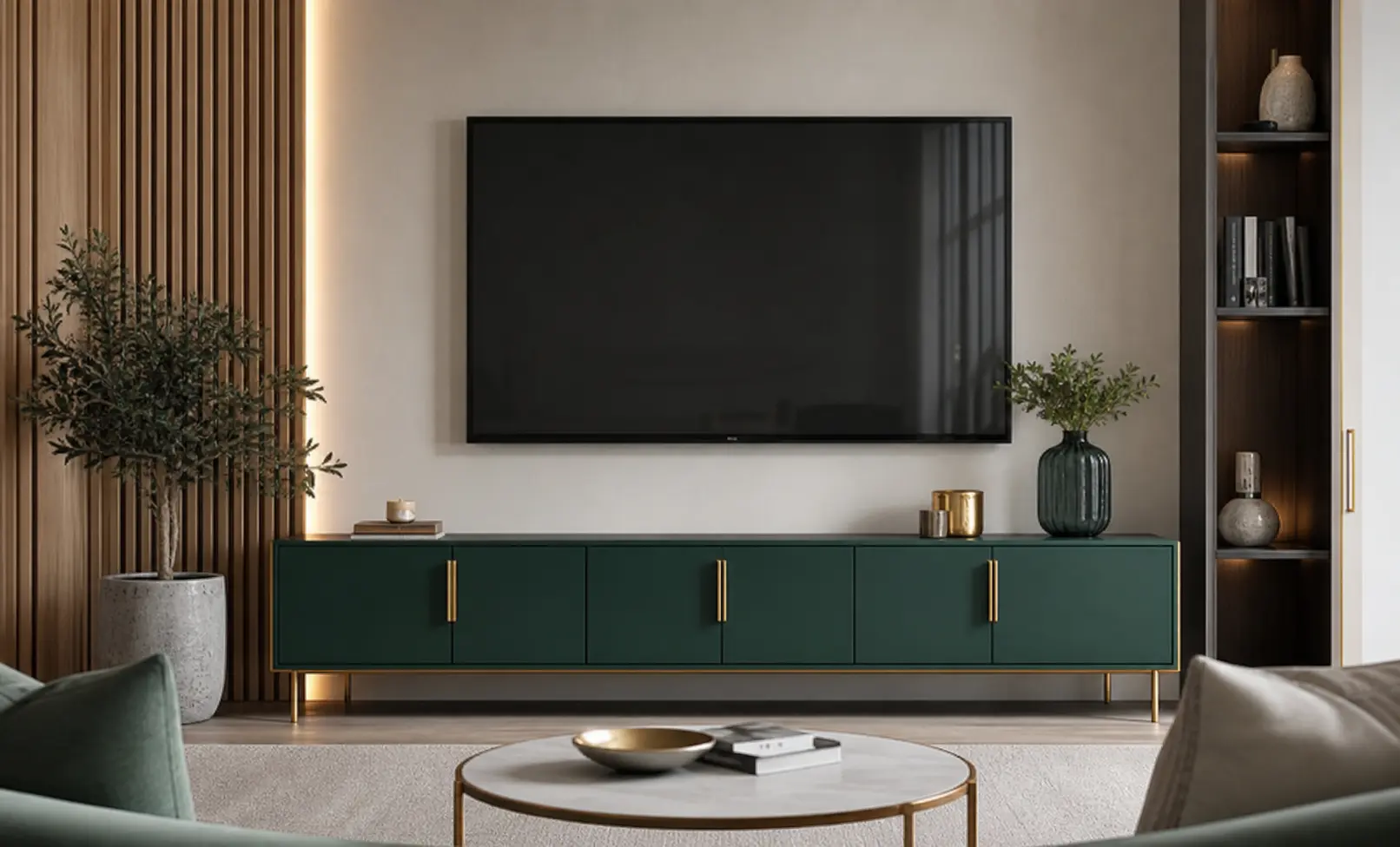 Modern Emerald Green TV Unit Design Ideas