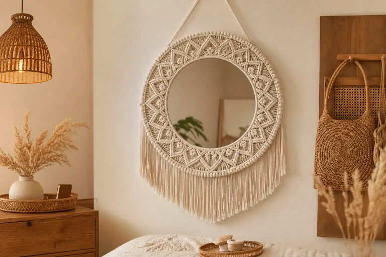 White Macrame Mirror Wall Decor Ideas