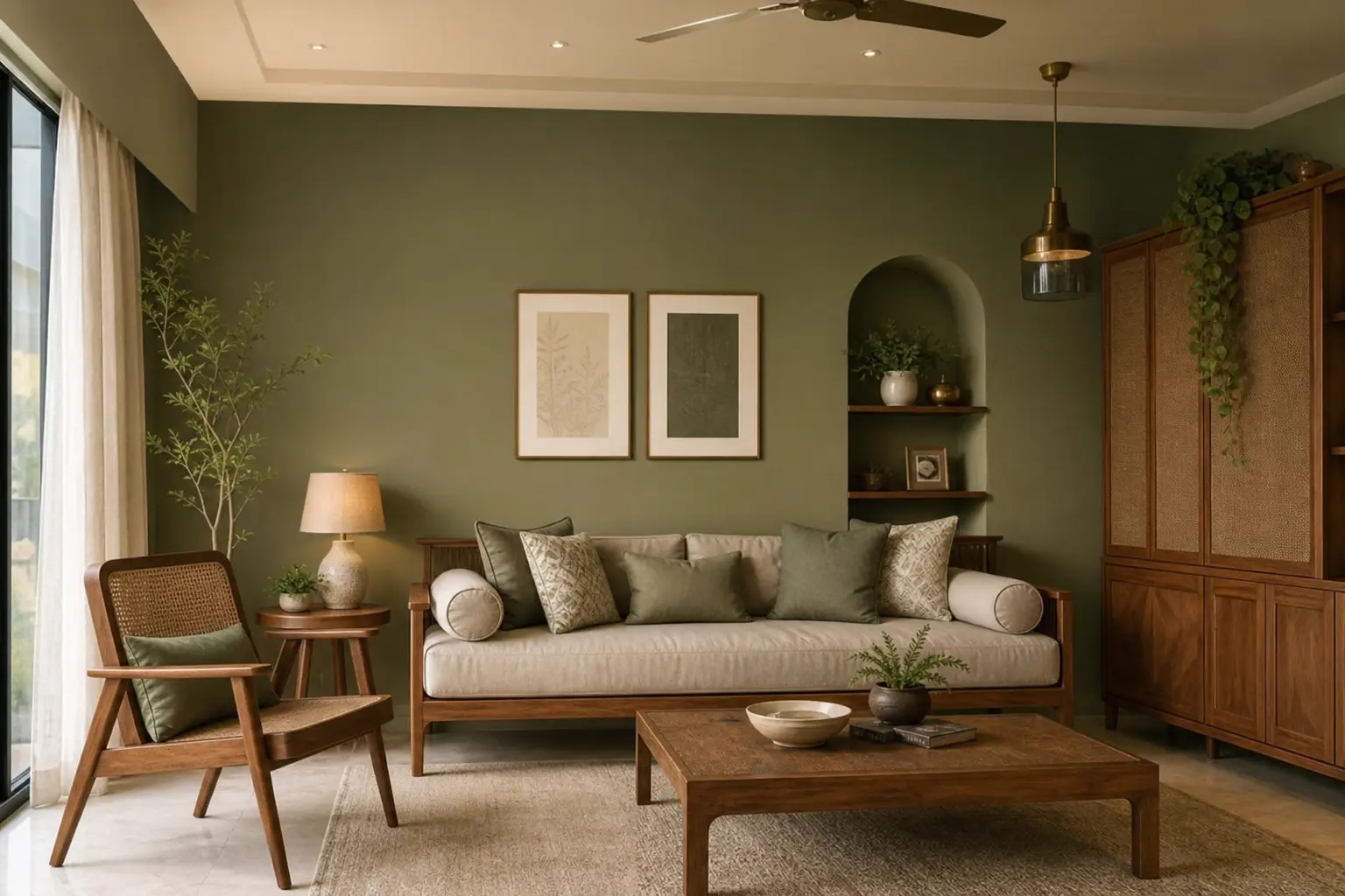 Aesthetic Olive Green Living Room Decor Ideas