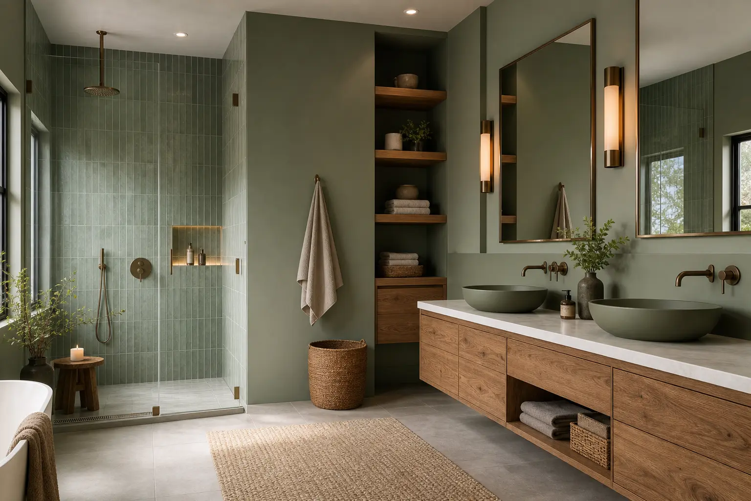 Aesthetic Sage Green Bathroom Interior Design