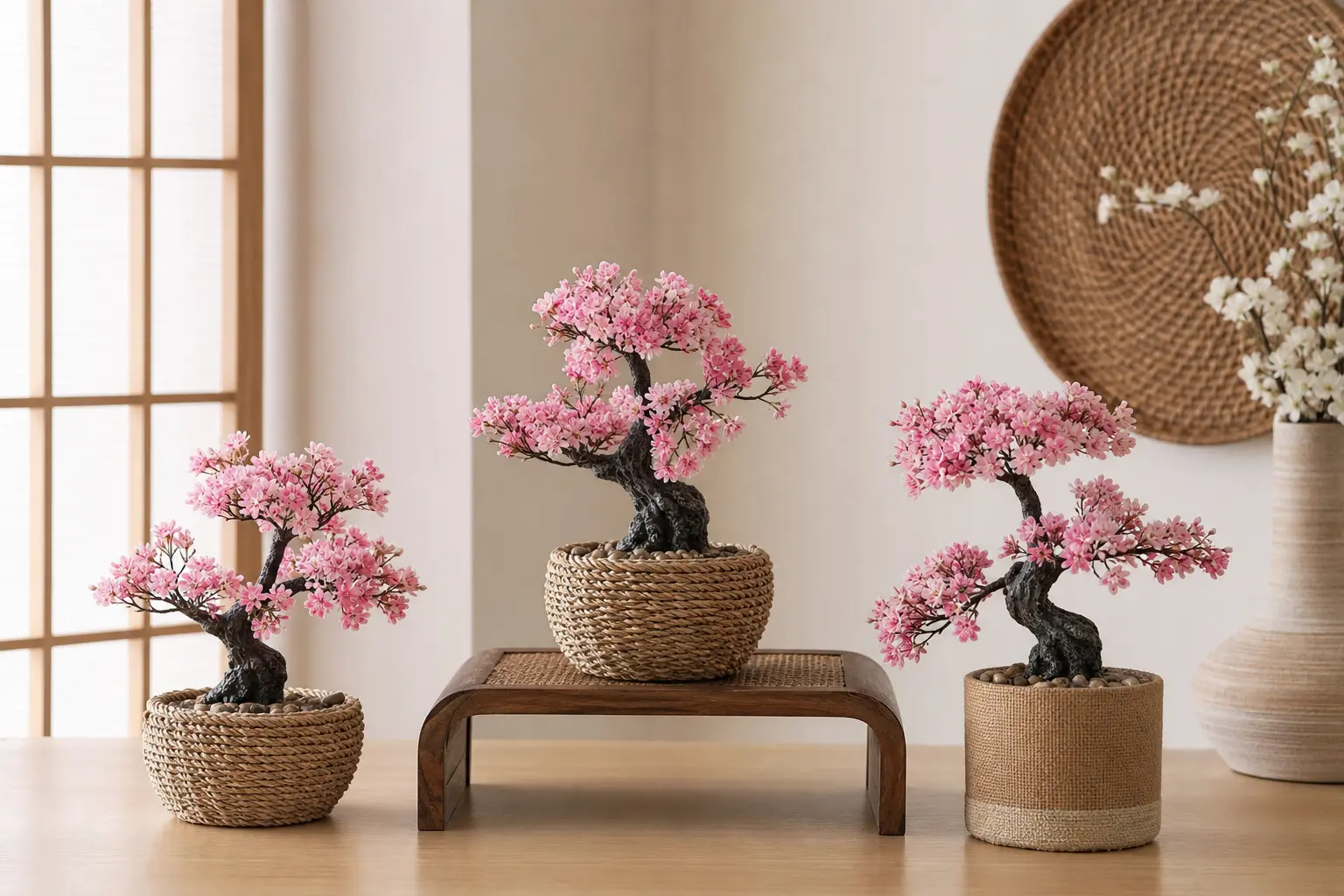 Pink Flower Bonsai Artificial Plant Ideas