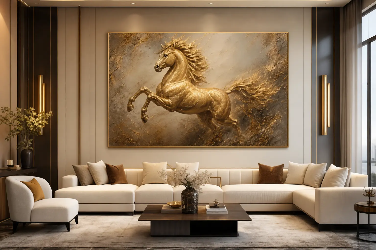 Luxury Golden Horse Wall Art Ideas