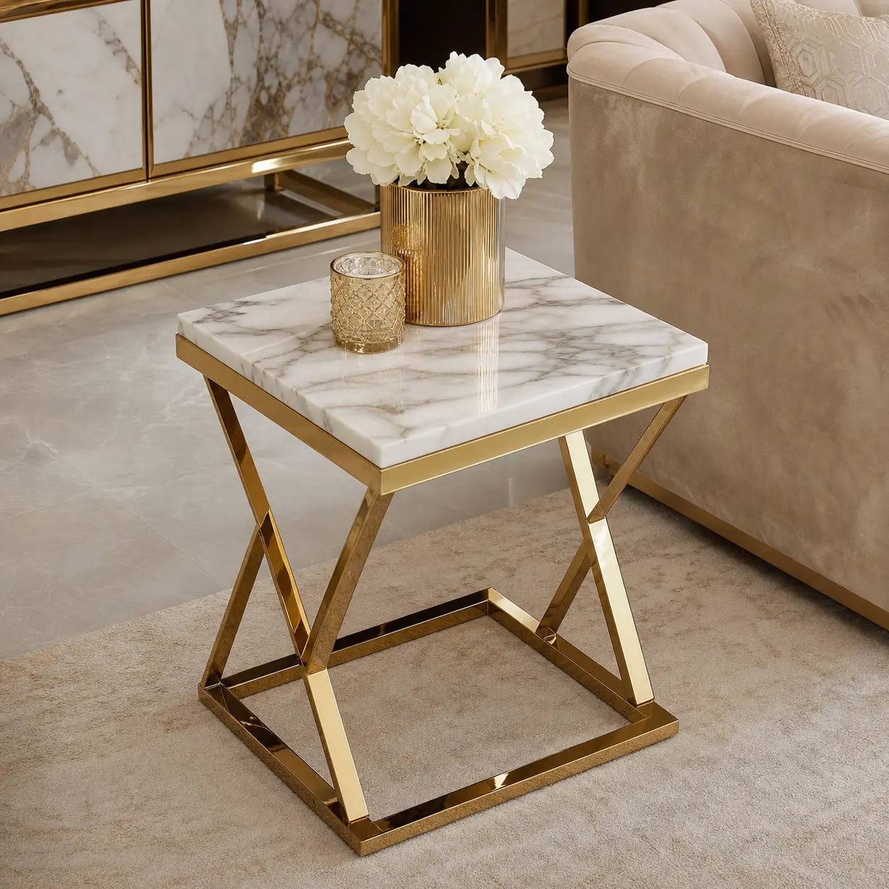 Luxury Gold Marble Side Table Ideas