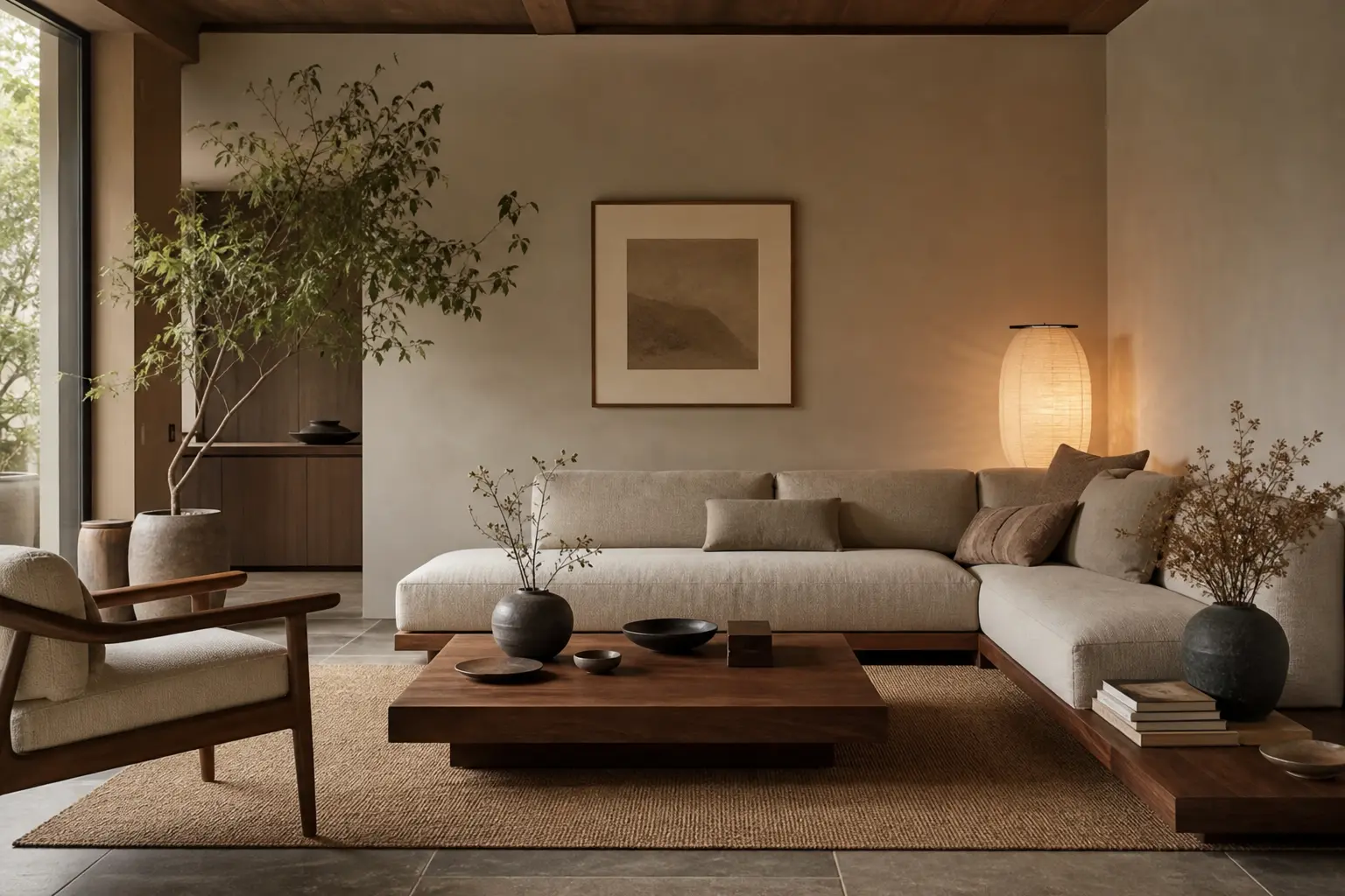 Modern Warm Japandi Living Room Ideas