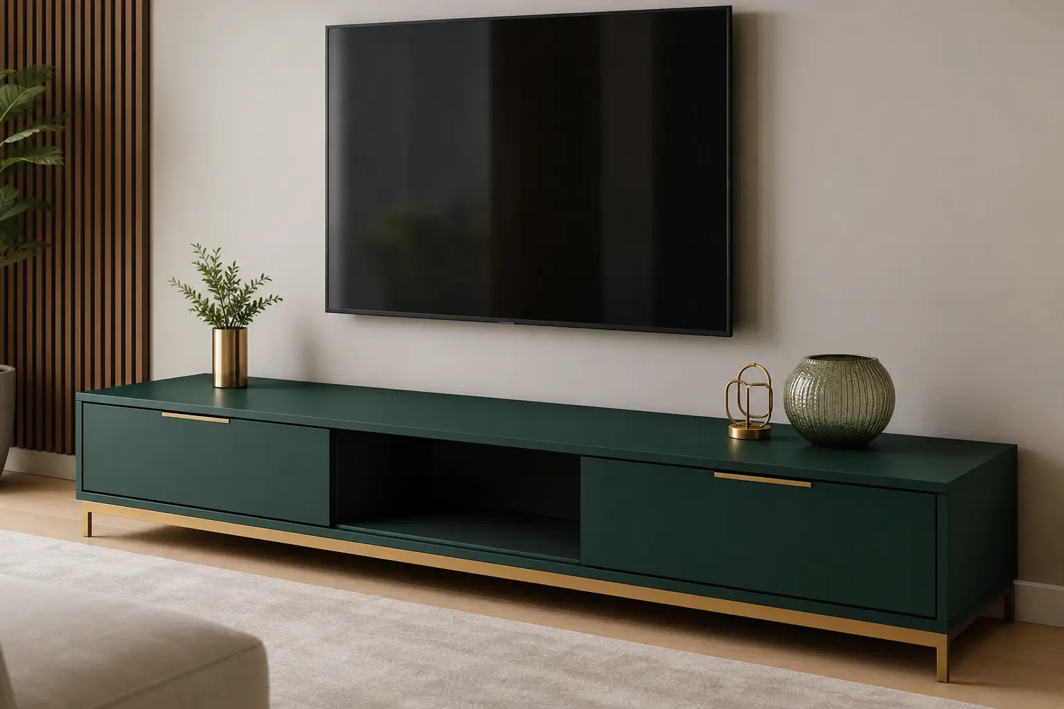 Modern Emerald Green TV Unit Design Ideas