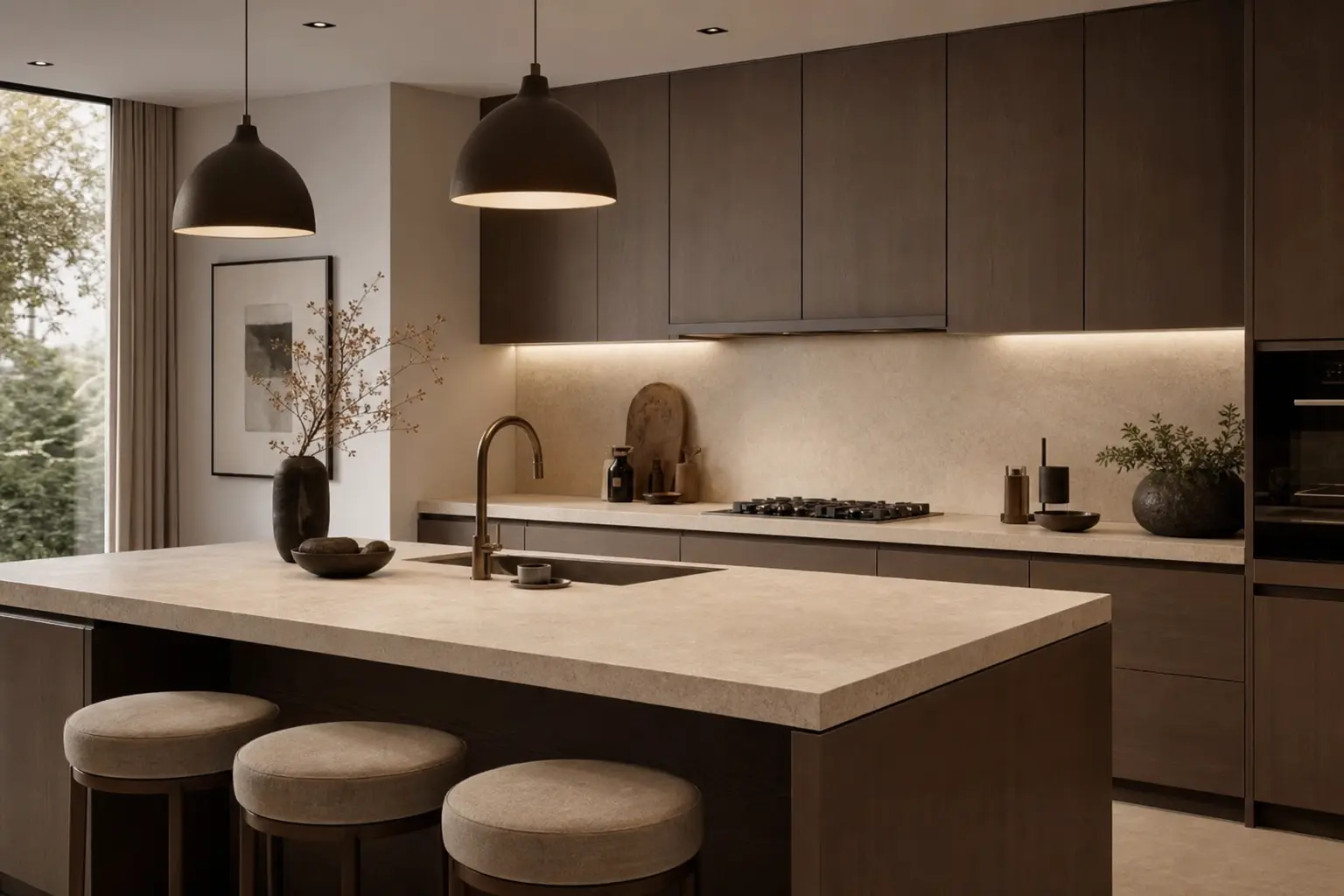 Mocha Brown & Off-White Modern Kitchen Design Ideas