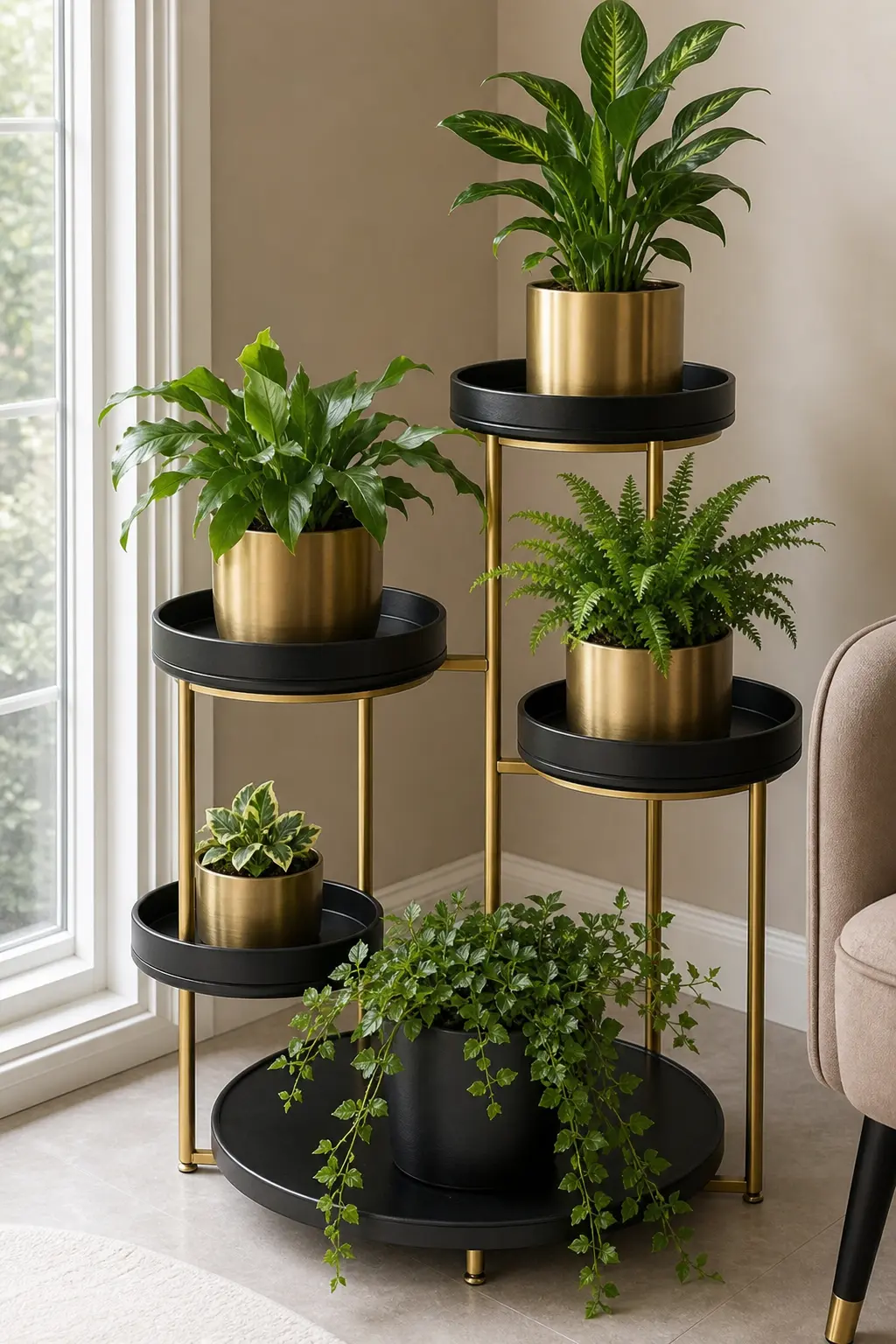 Stylish Black & Gold Plant Stand Ideas