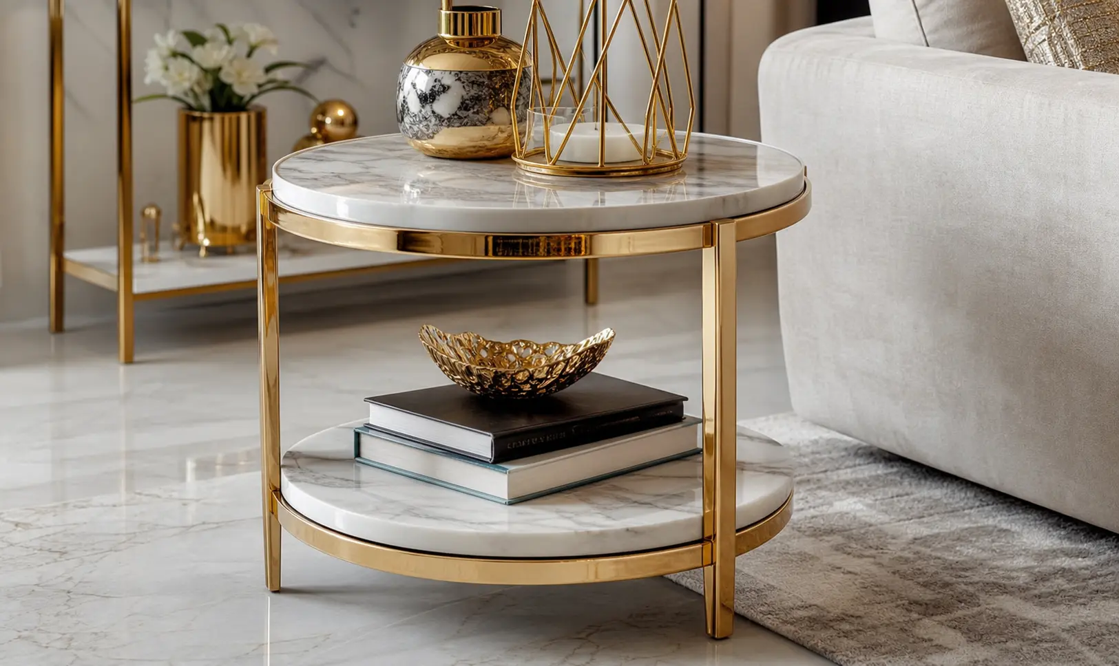 Luxury Gold Marble Side Table Ideas