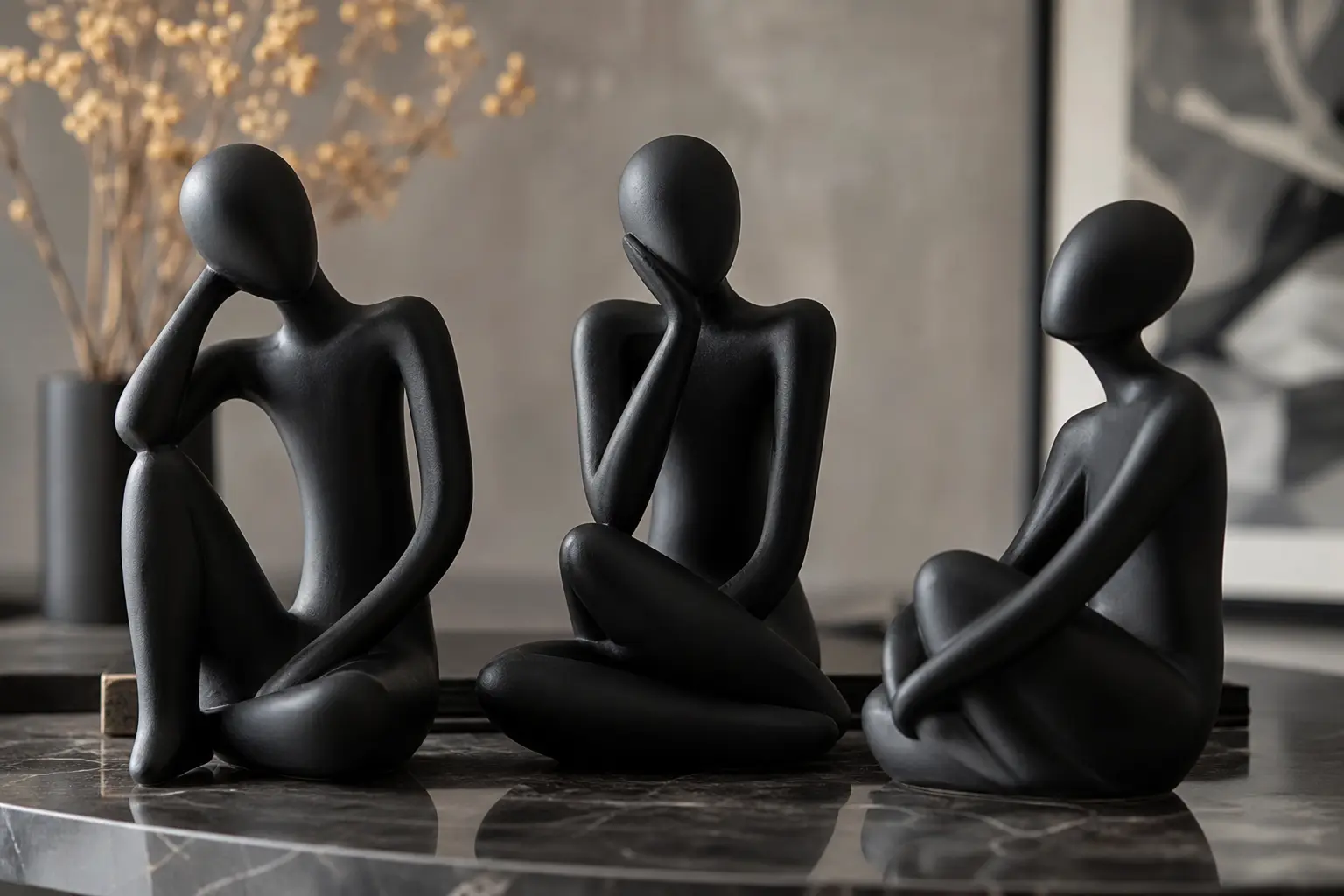 Black Abstract Figurine Set Ideas