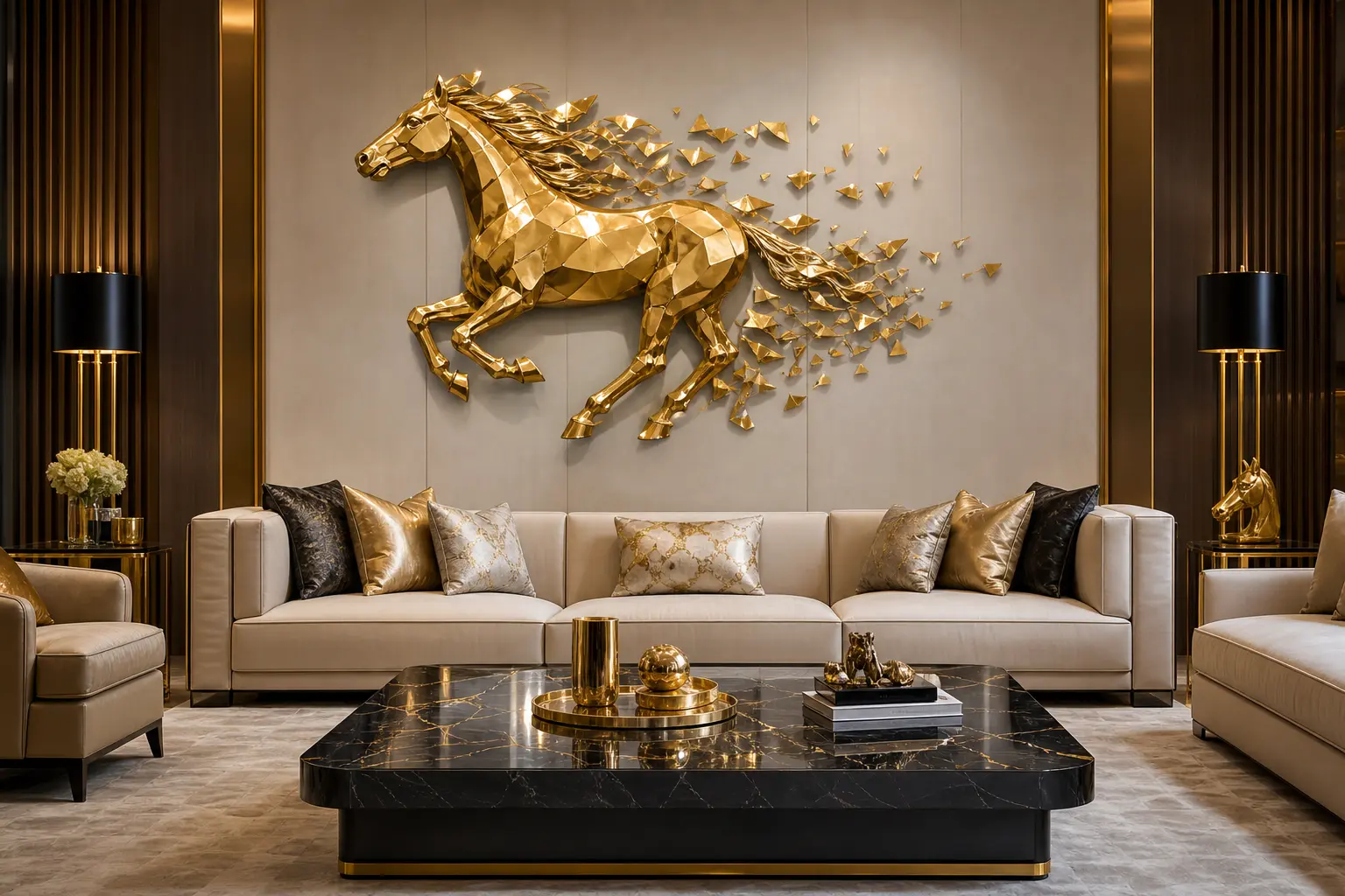 Luxury Golden Horse Wall Art Ideas