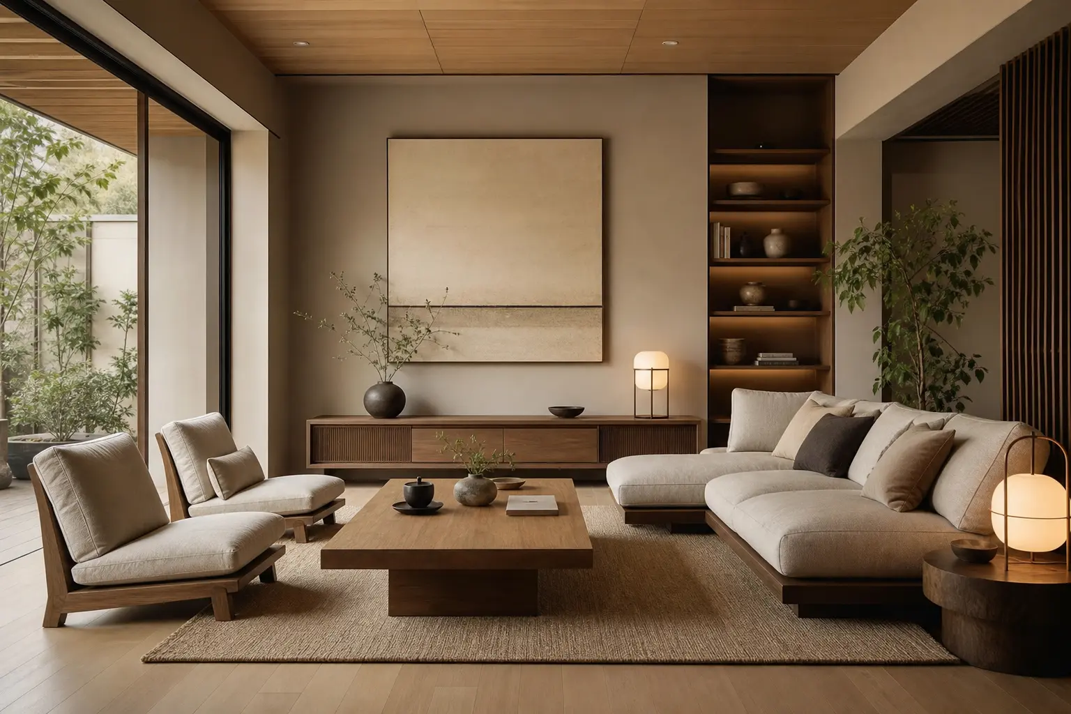 Modern Warm Japandi Living Room Ideas
