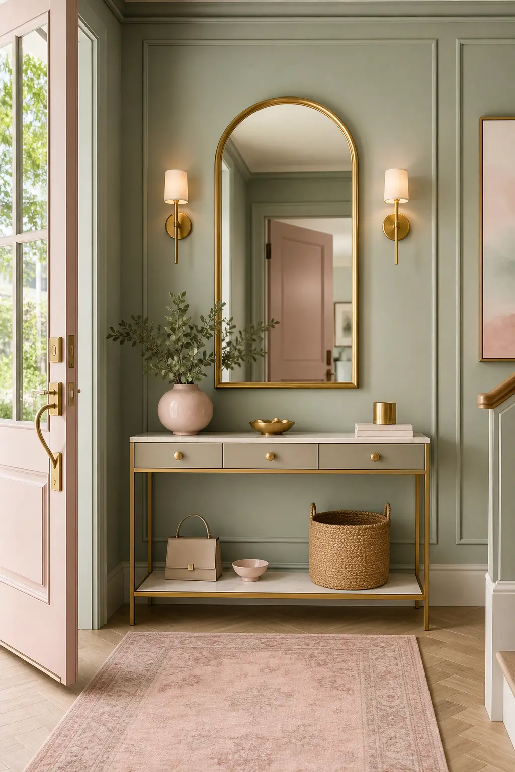 Sage Green & Blush Pink Entryway Decor Ideas