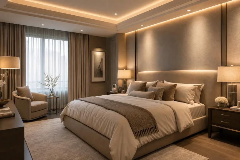 Warm Beige Luxury Bedroom Design Ideas