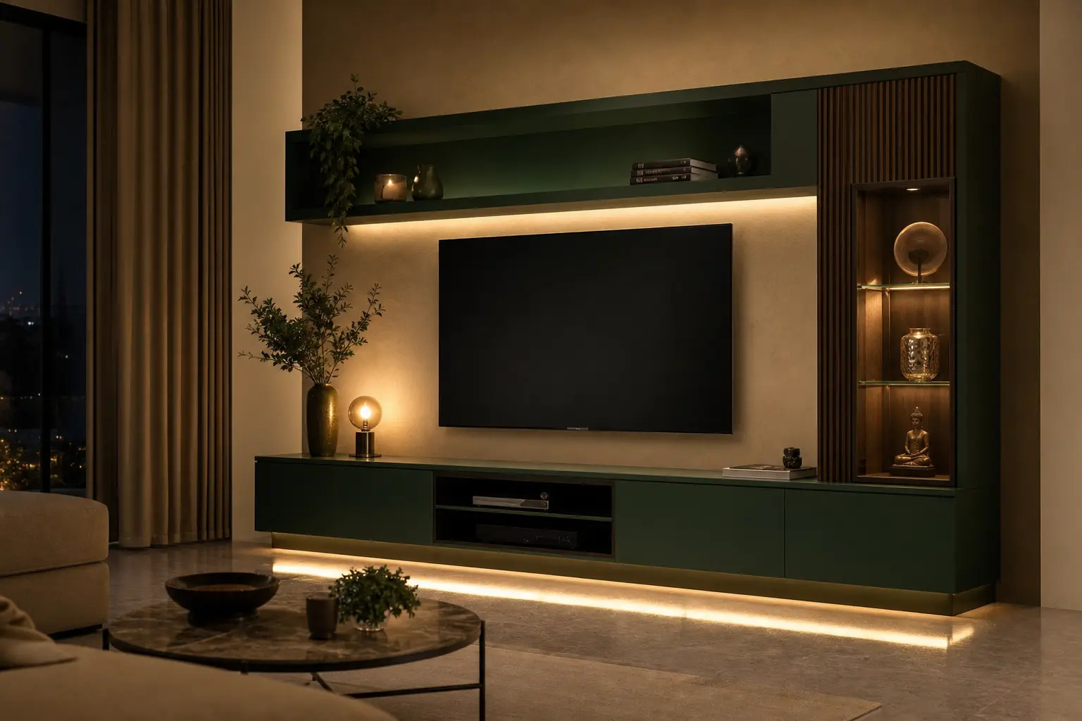 Modern Emerald Green TV Unit Design Ideas