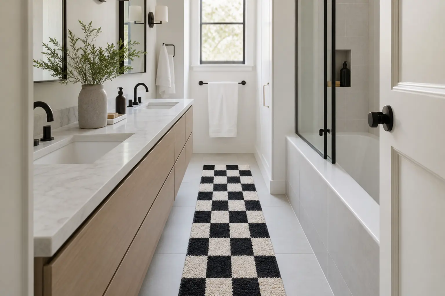 Black and White Checkered Bath Mat Ideas