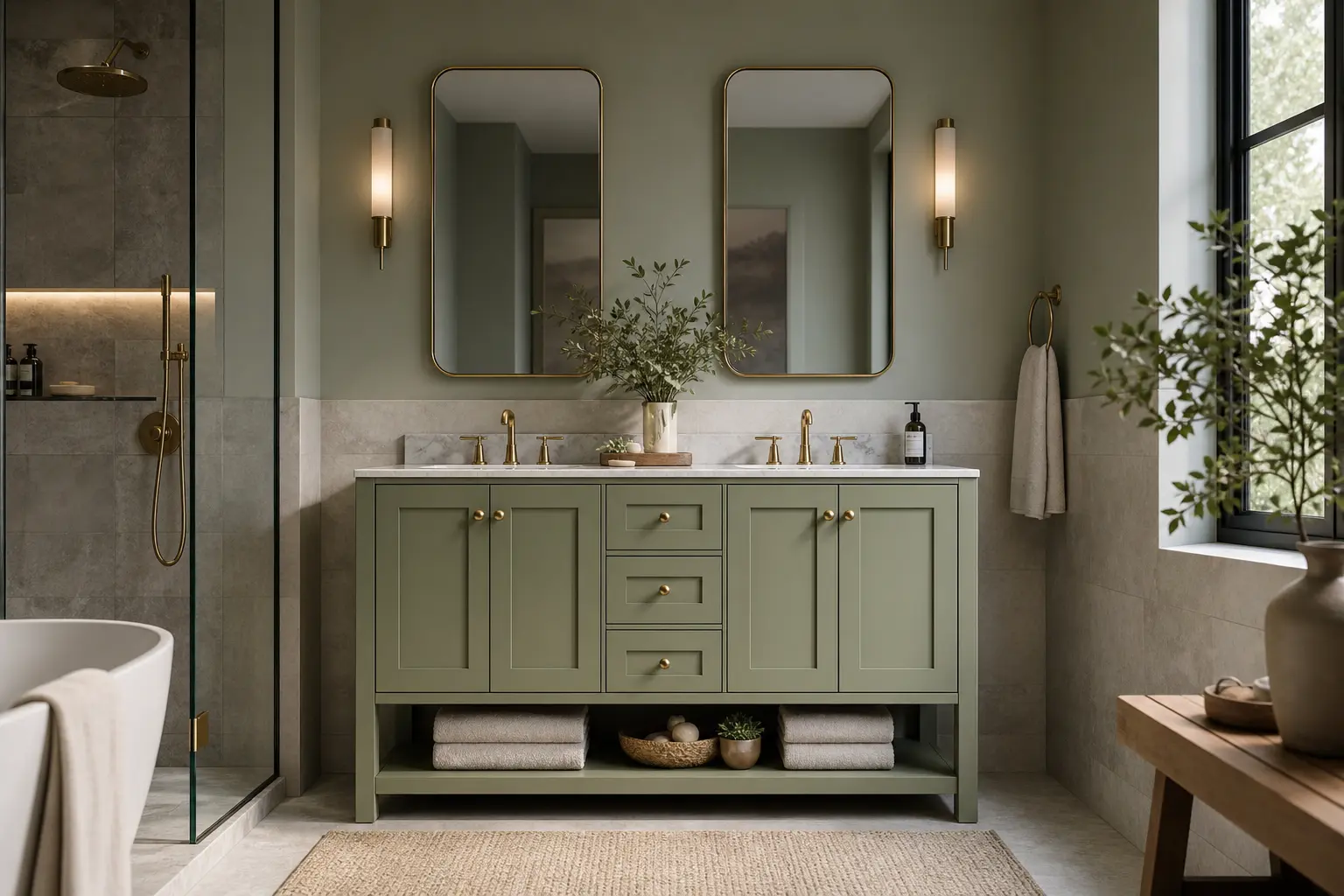 Aesthetic Sage Green Bathroom Interior Design
