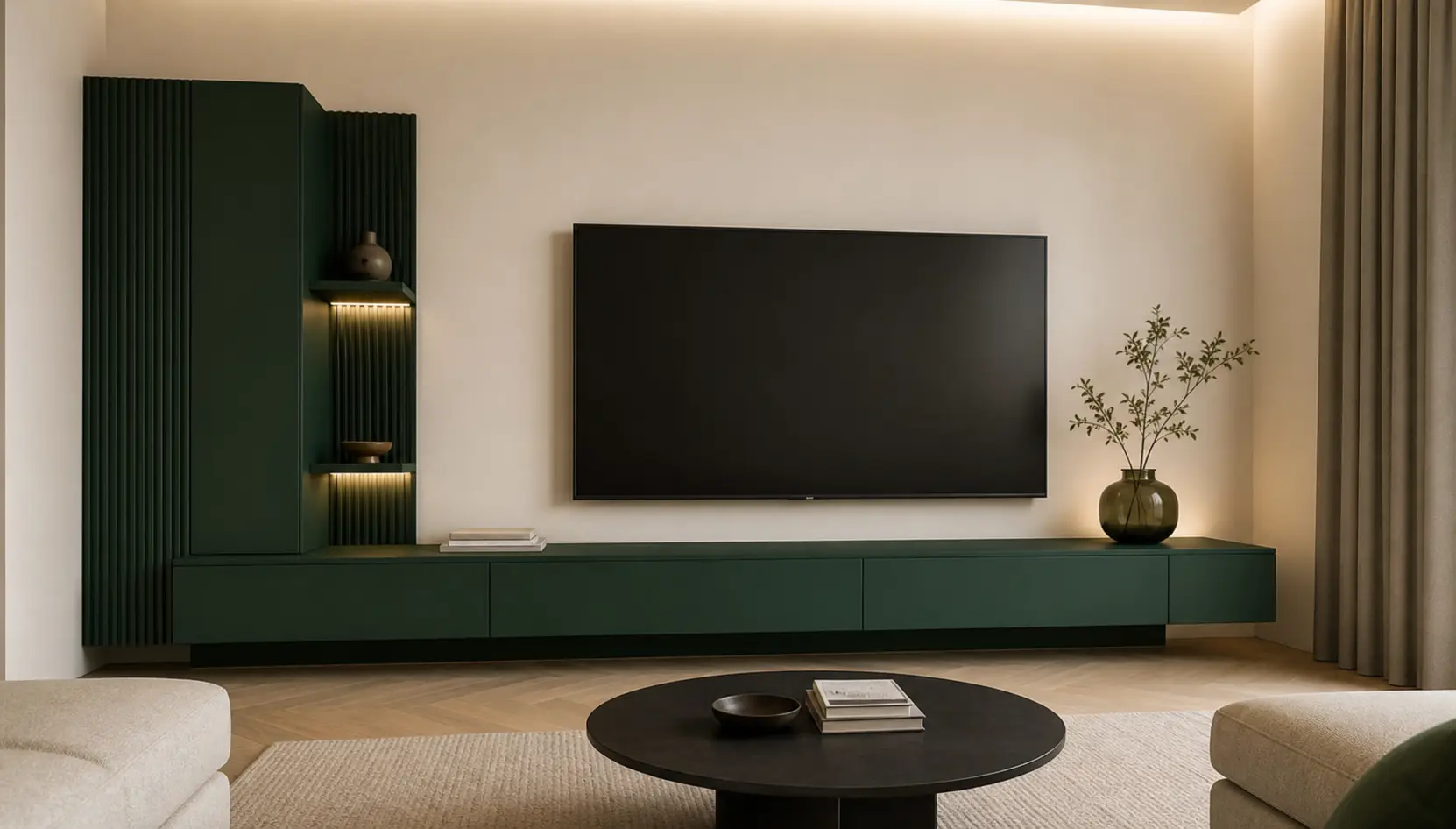 Modern Emerald Green TV Unit Design Ideas