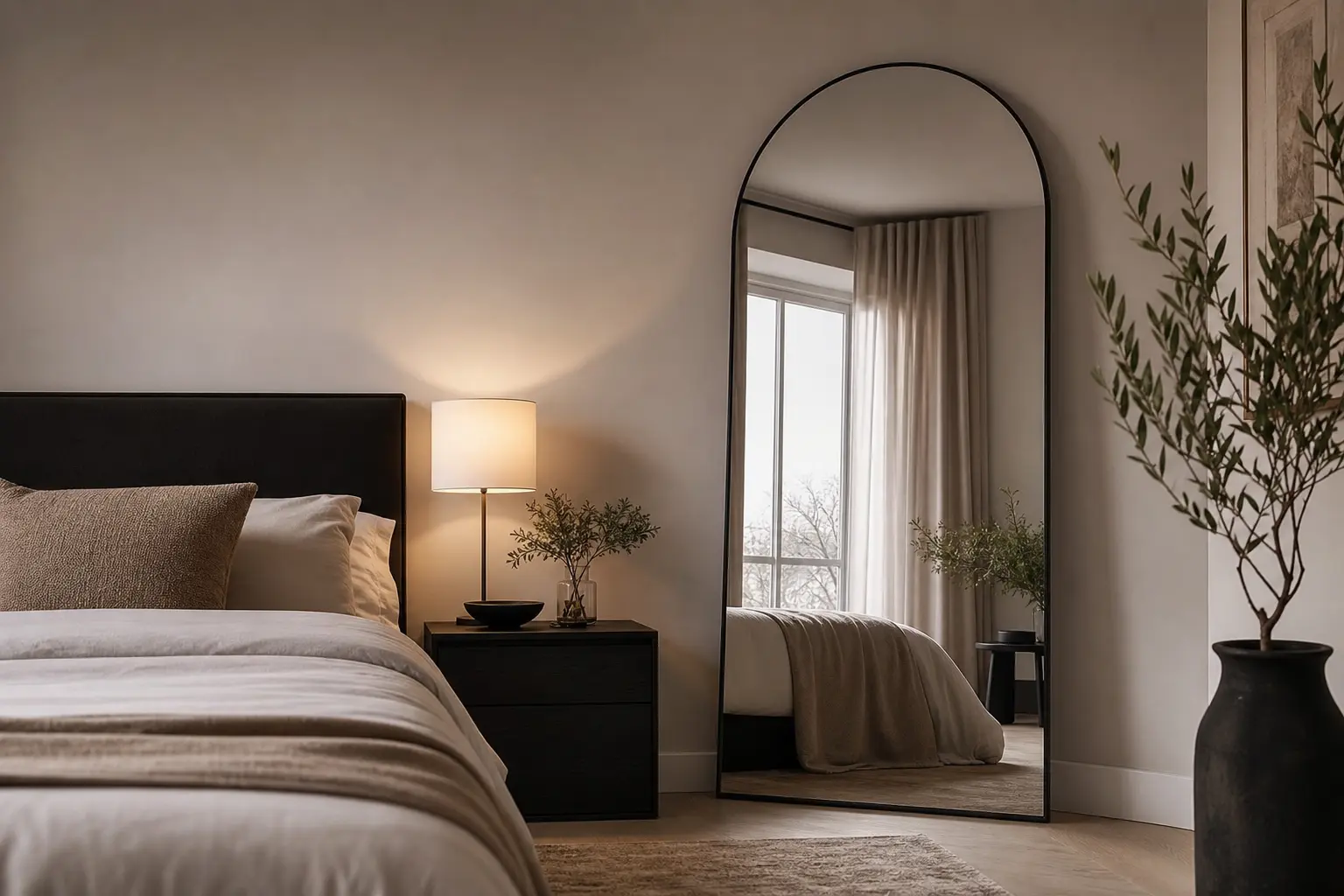 Modern Bedroom Mirror Corner Decor Ideas