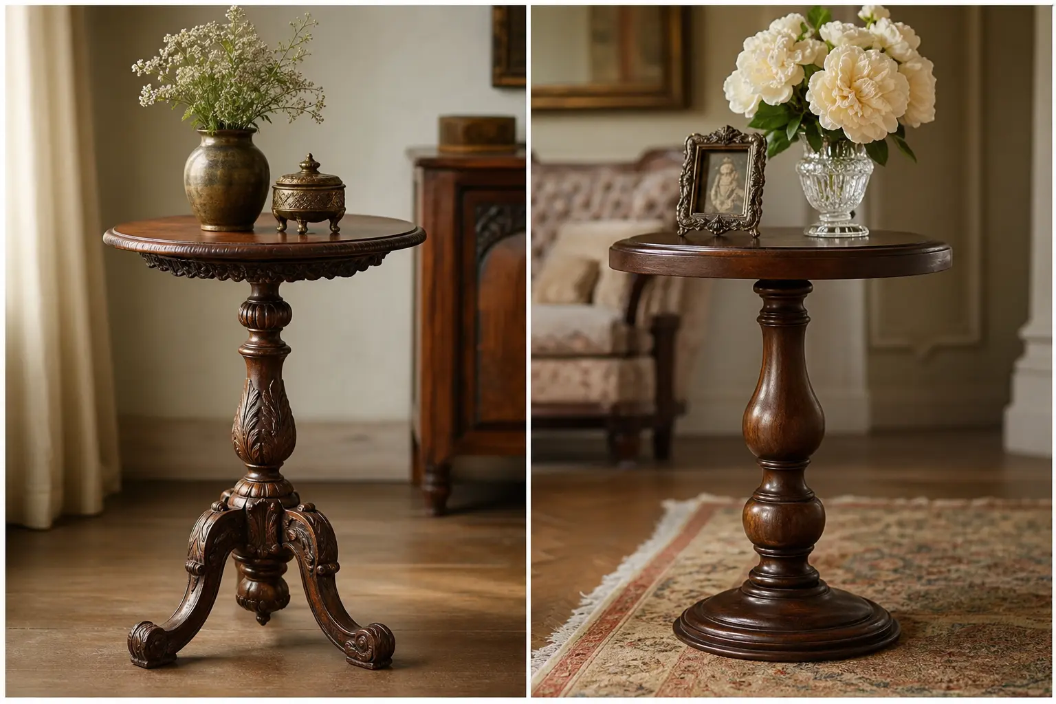 Elegant Hand-Carved Wooden Pedestal Side Table Ideas