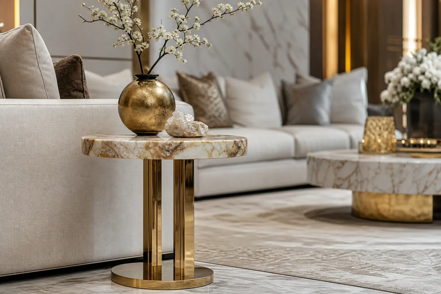 Luxury Gold Marble Side Table Ideas