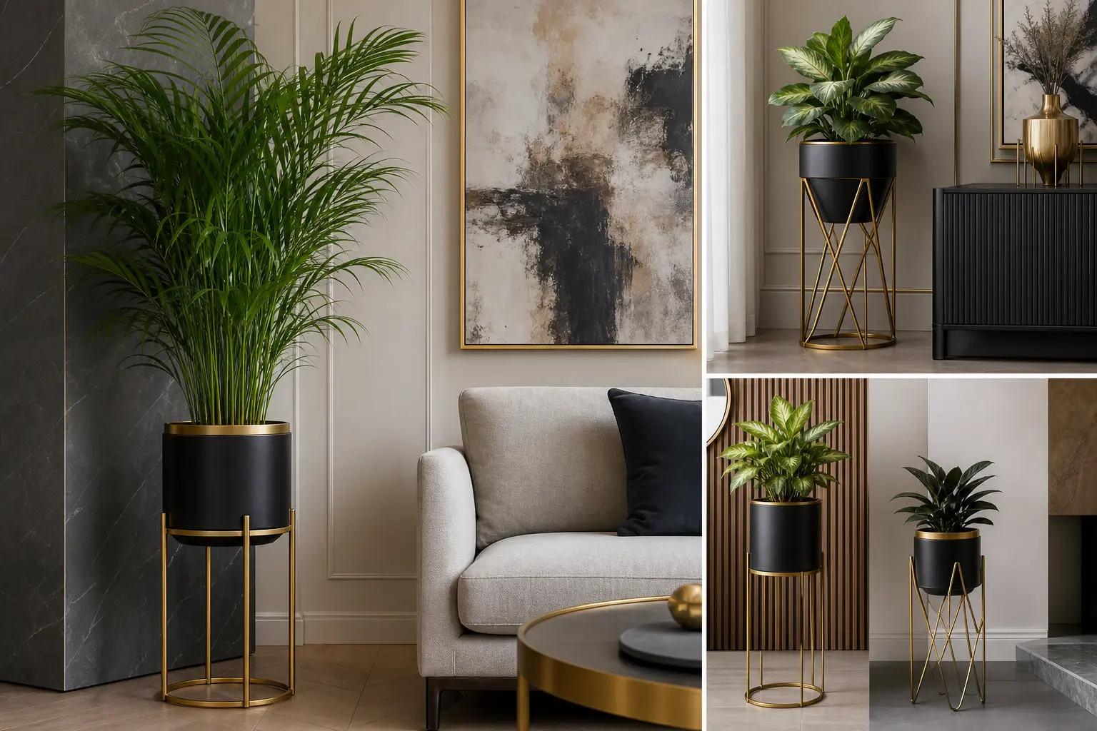 Stylish Black & Gold Plant Stand Ideas